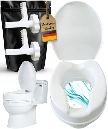 Toilettensitzerhöhung 10cm mit Deckel von FabaCare, WC-Sitz Toilettenaufsatz bis 200kg belastbar, ergonomische Klo-Erhöhung, sehr robust,leicht, stabil, autoklavierbar