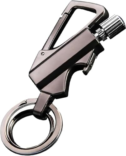 Lighter Permanent Match Infinity Lighters with Multitool Keychain Bottle Opener, Vintage Metal Alloy Keychain Lighter (Black)