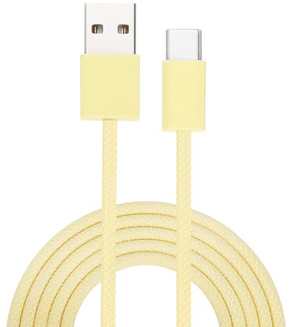 QUARKZMAN Cable Cargador USB Tipo C De 3.28 Pies Tablet Teléfono Amarillo | Cable De Carga Trenzado Tipo C A USB A 2A, Para Transferencia De Datos, Lámpara LED De Escritorio, Drone