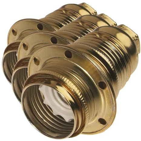 POLY POOL - PP3461X Support de lampe mural à douille E14 - Support de lampe à douille E14 avec pinces à ressort et contacts en laiton - Support de lampe à douille en plastique Made in Italy (Lot de 3)
