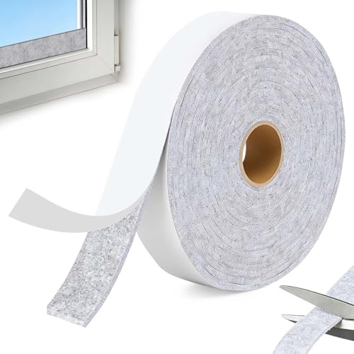 Självhäftande filttejp 6 m x 2 cm x 0,4 cm, mångsidig filtglid och självhäftande filt som fuktabsorberande för stolar, golvskydd och som kondensvattenabsorberande för fönster, grå