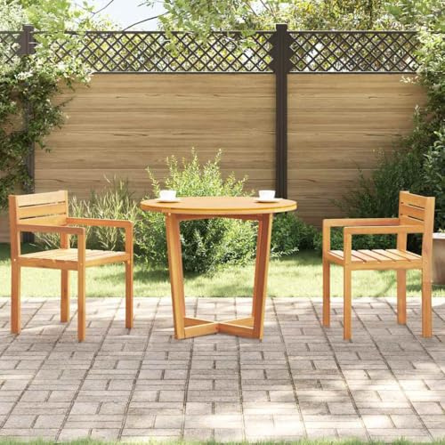 Tonture Garten-Esstisch Rund Ø90x75 cm Massivholz Akazie mit Öl-Finish, Wetterfest, Stabiler Kreuzfuß, Ideal für Terrasse, Balkon, Outdoor und Veranda, Platzsparend und Robust