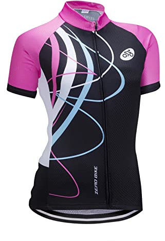 Damen Atmungsaktiv Schnelltrocknend Fahrradtrikot, Outdoor Kurzarm Radsport-Shirt, 0026, M