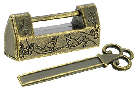 sourcing map Vorhängeschloss Antike chinesische Art Zinklegierung vermessingt 42mm Breite DE de