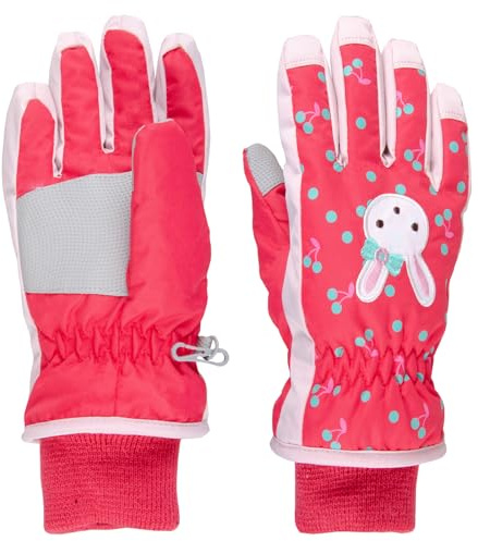 TRIWONDER Guantes de Esquí para Niñas Cálidos Guantes de Invierno a Prueba de Viento para Snowboard Esquí Ciclismo Actividades al Aire Libre (A - Rojo Rosa, S (4-6 años))