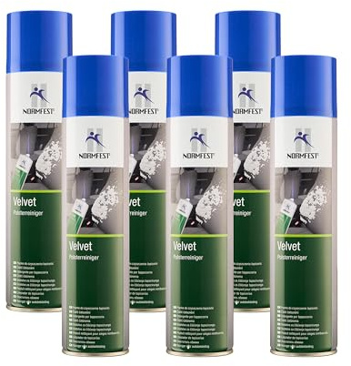 Normfest Velvet – Polsterreiniger Schaum für Autositze, Teppiche und Dachhimmel, entfernt Fett, Kaffee, Nikotin und Schmutz, fasertief, materialschonend, schnell trocknend, ohne Absaugen, 6X 400ml