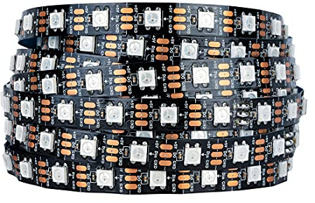 SEZO WS2812B ECO LED Strip Light 16.4FT/5M 60LEDs/m 300Pixels Individually Addressable Programmable 5050SMD Digital RGB Alloy Wires Flexible Dream Color IP30 Non-Waterproof PCB Black DC5V