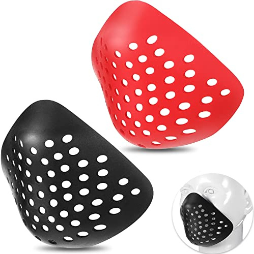 Sratte 2 Pcs Face Shell 3D Silicone Mask Inner Shell Bracket Comfortable Mask Support, Reusable Inner Half Face Cover Cosplay(Red, Black)