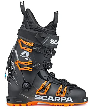 SCARPA Men's 4-Quattro SL 120 Flex Freeride Alpine Touring Ski Boots with GripWalk for Backcountry and Downhill Skiing - Black/Orange - 28