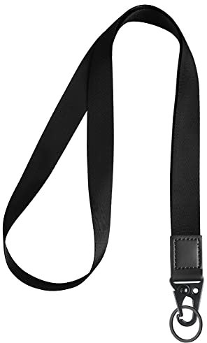 Vicloon Umhängeband Schlüsselband, Schlüsselband Lanyard, Neck Lanyard strip mit und echtem Leder, mit Metall Ring, für Schlüssel, ID Badge Card Holder, Brieftaschen und Ausweishalter(Schwarz)