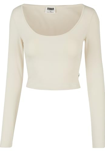 Urban Classics Kvinna T-Shirt Ladies Organic Cropped Longsleeve, Whitesand, XL