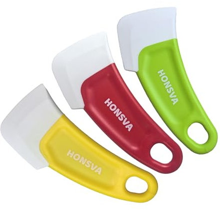 Honsva Grattoir à vaisselle en silicone pour nettoyage de poêles, casseroles, bols, spatules antiadhésives, lot de 3, couleurs mélangées