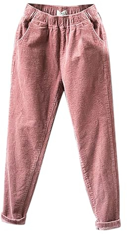 Pantalon en velours côtelé pour femme - Taille haute - Pantalon thermique avec poche - Pantalon de jogging épais et chaud - Pantalon d'hiver - Pantalon de fitness en velours côtelé - Pantalon de sport