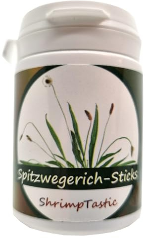 50g Futter Sticks (Spitzwegerich) für Garnelen in Schraubdose/Welse, Krebse, Schnecken, Pellets