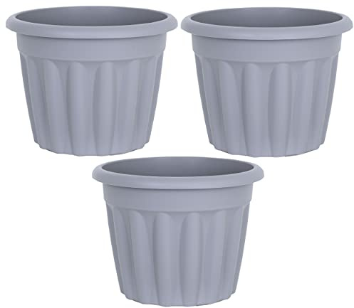 50cm Large Upcycled Grey Plastic Round Planter Indoor/Outdoor Plant Pot Lightweight & Weather Resistant Garden Planters Plant Herb Flower Nursery Pot Gardening (3, 50cm Round Planter)