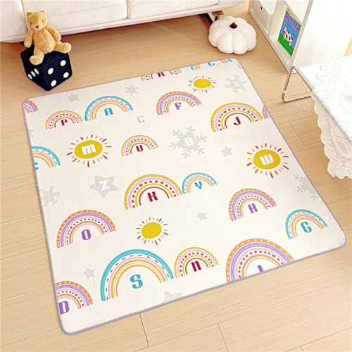 Treer Tapis pour Chaise Haute Bebe, Style Dessin Animé Tapis de Protection Sol Repas Bébé Tapis Antidérapant Tapis de Sol Bebe Pliable Imperméable (150x180cm,Flocon de neige)