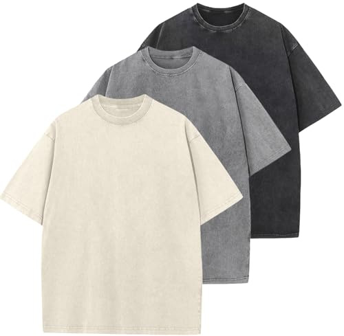 Oversized T-Shirt für Herren Heavy Baumwolle Regular Fit Basic Männer T-Shirt Set Casual Sommer Tops