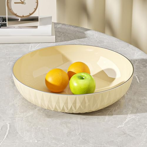 SIXRUN Ciotola Rotonda per Verdure, Multifunzionale, di Grande capacità, Elegante e Cremosa, Grande Piatto da Portata per Frutta, Piatto Rotondo per Insalata di Verdure