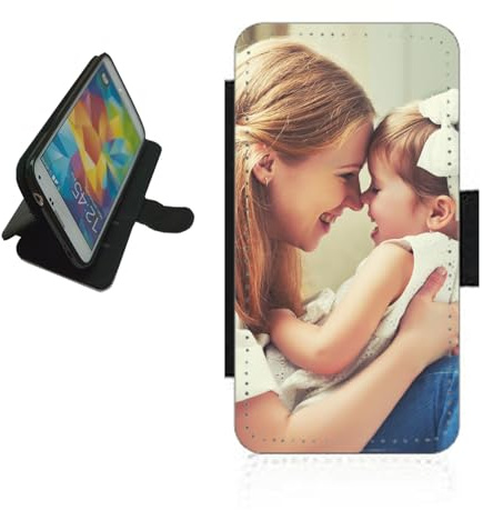 Personalised phone case For Samsung Galaxy S24 wallet flip case photo on the front panel. Silicone rubber holder. Faux leather. Card Slots. Shockproof protective Black