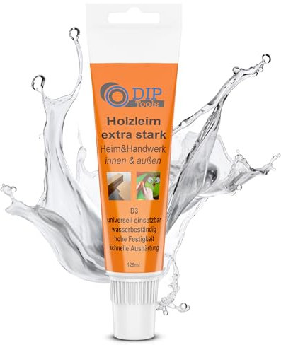 DIP-Tools LEIMFIX Holzleim transparent 125ml D3, extra stark geruchsarm & wasserfest, Leim Kleber Holz Holzkleber Bastelkleber Bastelleim wetterfest außen flüssig, zum Basteln Heimwerken Modellbau