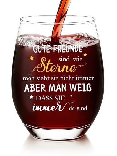 Geschenke für besten Freundinnen, Weingläser mit Gute Freunde sind wie Sterne. Lustige Geschenk für Frauen männer, Weingläser to go, Geburtstagsgeschenk, Zarte Rotweingläser, Weihnachtsgeschenke