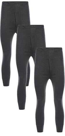 SOHOBABY™ Pack of Three Mens Grey Black White Thermal Long Johns Thermal Trousers Underwear (UK, Alpha, XXL, Regular, Regular, Grey)