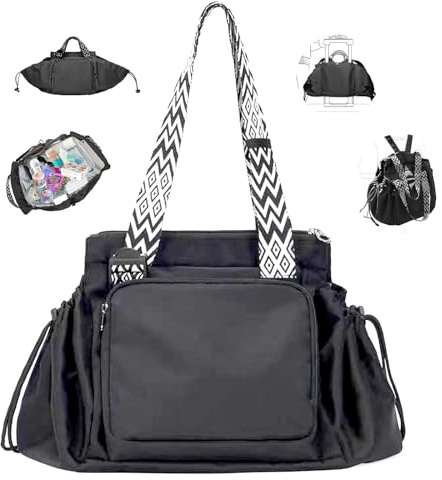 AIRCADIA Tote Bag Damen, Handtasche Damen mit 15 Taschen, Shoppertasche damen Groß Umhängetasche Tote Bag mit Schultergurt Beuteltasche Stofftasche für Arbeitstasche Einkaufen Reisen