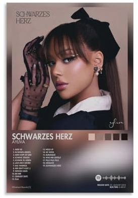 LKKHPEP Poster für Ayliva-Album-Schwarzes Herz, Poster, Leinwand, Wandkunst, dekoratives Wohnkultur, Gemälde für Wohnzimmer, Schlafzimmer, 30 x 45 cm, ungerahmter Stil