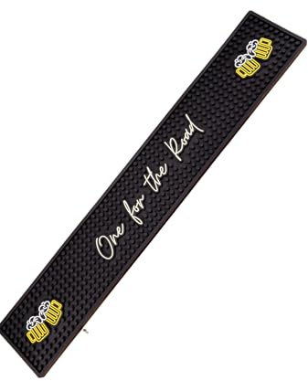 Bar Buddy Rubber Bar Mat Runner | 60cm x 10cm x 1cm | Premium Counter Top Spill Mat for Glassware | Home Bar Man Cave | Non-Slip black PVC | Beer and Cocktail drinks | One For The Road