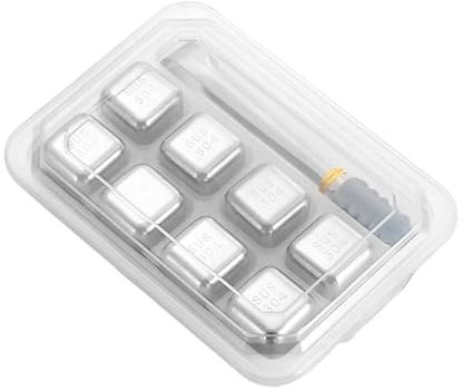Feelhap Cubetti di Ghiaccio Riutilizzabili, 24 Pezzi Cubetti di Ghiaccio in Acciaio Inox 304 Pietre di Whisky + Clip, Set Cubetti di Ghiaccio Riutilizzabili Whiskey Stone Ghiaccio Cubetti per whisky