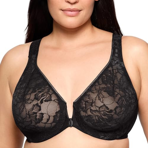 Glamorise Damen Übergröße Lacey T-Back Wonderwire BH Bügel #9246