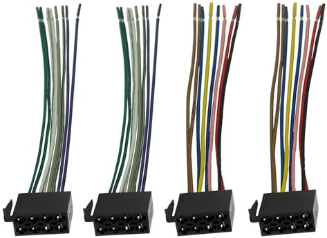 4 Stück Auto Radio Adapter, ISO Adapter Autoradio 2 x 8 pol Stecker Lautsprecher Stromversorgung Universal Kabelbaum Kompatibel mit VW Ford Opel BMW Audi Citroen Renault Toyota für Nachrüstradio