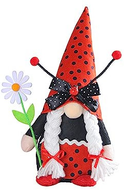 LLINthy Gnomos de Halloween, gnomos de primavera, tomtes escandinavos, Nisse, enanos suecos, muñeca sin rostro, decoración de bandeja escalonada de cocina