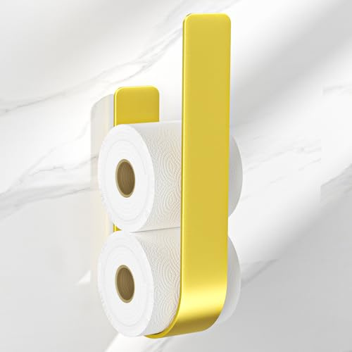 Porta Carta Igienica Oro, Portarotoli Carta Igienica Scorta, Portarotolo Carta Igienica per 3 Rotoli, Portacartaigienica Bagno Adesivo da Parete
