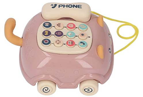 SUNGOOYUE Attraktive Rosa Katzenform Baby Telefon Ziehen Spielzeug mit Mehreren Geräuschen, Geeignet für über 18 Monaten