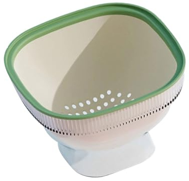 Scolapasta compatto a doppio strato con base portaoggetti, lavabile in lavastoviglie, design in polipropilene per mantenere la freschezza e risparmiare spazio, scolapasta da cucina a doppio strato