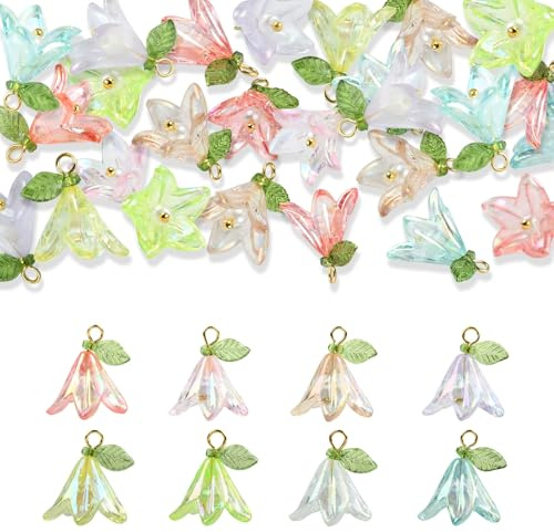 EKKONG Ciondolo a forma di fiori in acrilico, set da infilare, artigianato, bracciali, collane, orecchini