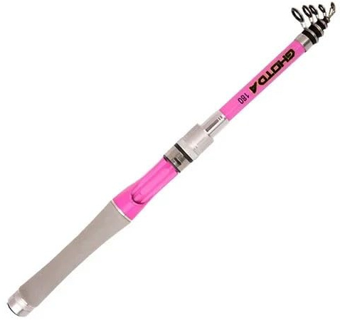 Stipprute Kurze Teleskop-Angelrute for Kunstköderangeln, Rosa, 1,5 m,8, 2,4, tragbare Spinn-/Casting-Jig-Ruten, Reise-Kohlefaser(Spinning Rod,2.4m)