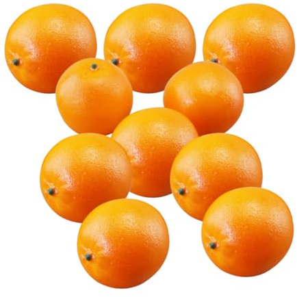 SECFOU de Naranjas Artificiales Realista para de Paisajes y Colecciones 10 Piezas de Plástico y Brillante