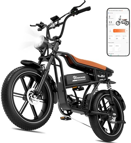 EVERCROSS Vélo Electrique pour Adultes, 16''/20 Vélo Electrique à Gros Pneus, 250W E Bike,Jusqu'à 25KM/H, 36V/48V Batterie Amovible, Vélo Tout-Terrain Electrique pour la Neige de Montagne