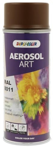 DUPLI-COLOR AEROSOL ART RAL 8011 nussbraun seidenmatt 400 ml, Spraylack für vielseitigen Einsatz, schnelltrocknend, hohe Deckkraft, für Innen- und Außenbereiche geeignet
