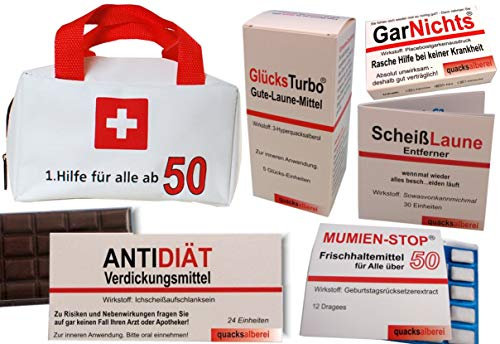 quacksalberei Erste Hilfe Tasche zum 50. Geburtstag (6-teilig)
