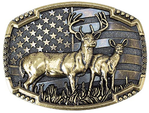 Gürtelschnalle Hirsch Gürtelschnalle Hirsch Gürtelschnalle Amerikanische Patriotische Flagge Gürtelschnalle Elchhirsch Gürtelschnalle Gürtelschnalle mit nordischen Wikinger Hirschkopf, gold, NO