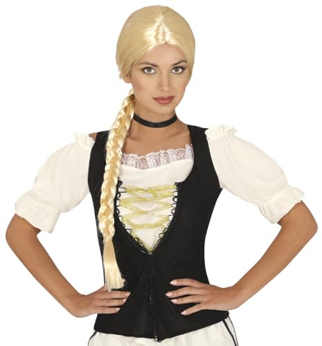 FIESTAS GUIRCA | Brown Plaited Wig (One Size) - Medieval Fancy Dress Accessory for Princesses and Fairytale Characters - Ideal for Parties and Carnival - Adult Women