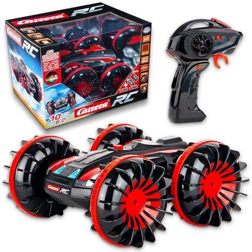 Carrera 2,4 GHz All-Terrain Stunt Car - Water Car amphibisches ferngesteuertes Auto | Spritzwassergeschützt | Bis zu 10 km/h | Rasante Stunts & Überschläge | Extra-große Reifen | Ab 6 Jahren