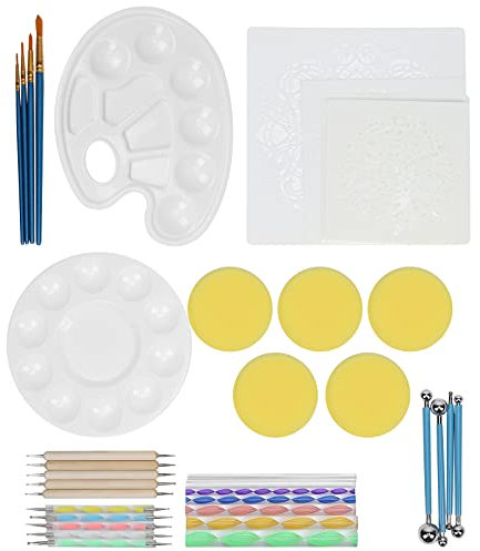 HEEPDD 41 Piezas Mandala Dotting Tools Set, Pintura Mandalas Rocks, uñas y Lienzo, Plantillas de Mandala para Dibujar Manualidades y Pintura en Aerosol