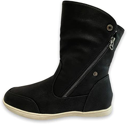 Pogolino Damen Stiefeletten warm gefüttert - Stiefel Boots mit Reißverschluss - Schuhe Winter Schneeschuhe Outdoor Women - ST854 Schwarz 39