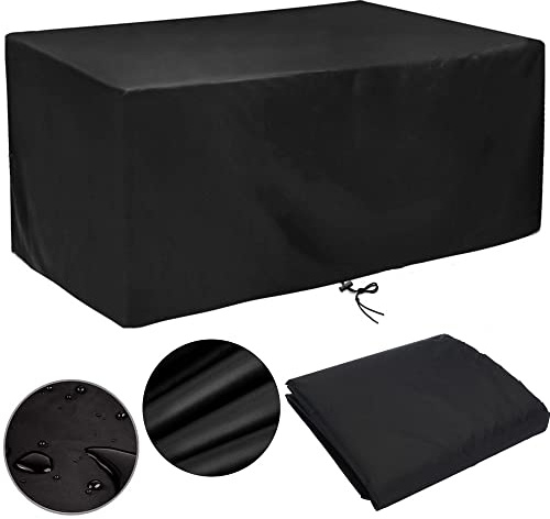 rngcpto Housse Salon de Jardin 220x110, Protection Bache Table Mobilier Extérieur Imperméable Anti-UV en Tissu Oxford (220x110x80cm)