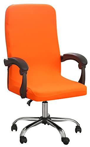 MOCOBA Einfarbige Stuhlabdeckung Elastischer Stretch Abnehmbarer Bürostuhlbezug Staubdicht Wasserdicht Drehbarer Sesselschutz Universal,Candy Orange,L
