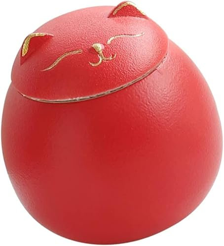 GImLY Cat Tea Jar, Ceramic Tea Canister Cat Treat Jar Airtight Food Storage Jar Ceramic Kitchen Canisters for Home (Yellow)